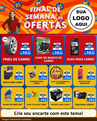 Modelo de Rede Social para Feed Instagram com o tema Final de Semana de Ofertas para Auto peças