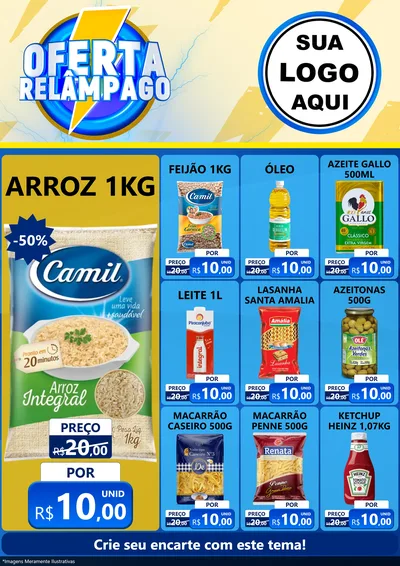 Modelo de Encarte para Encarte A4 Vertical com o tema Oferta Relâmpago para Supermercado