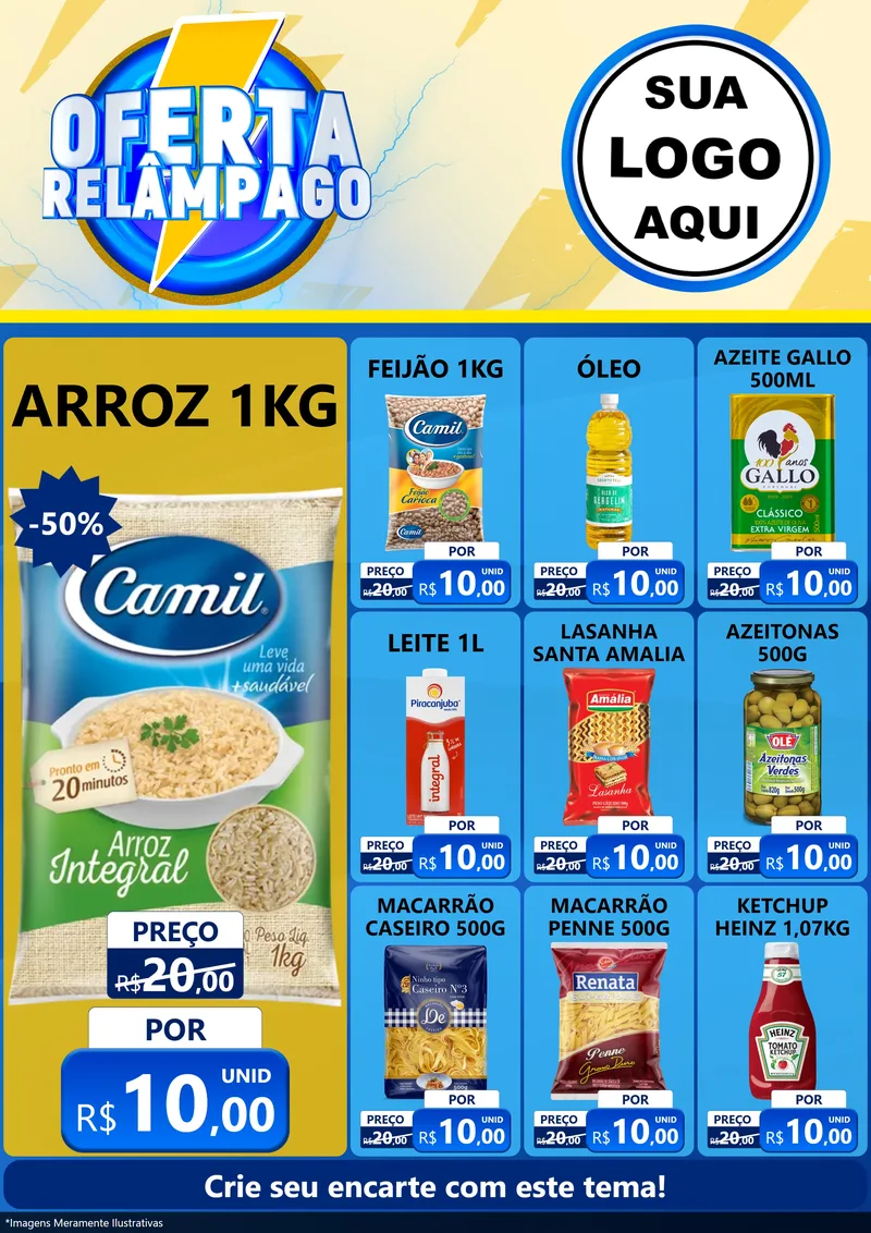 Modelo de Encarte para Encarte A4 Vertical com o tema Oferta Relâmpago para Supermercado