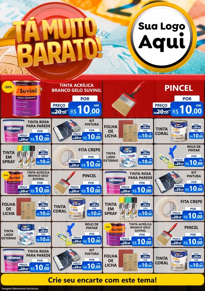 Modelo de Encarte para Encarte A4 Vertical com o tema Está Muito Barato para Tintas e Ferramentas