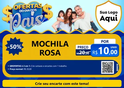 Modelo de Cartaz para Cartaz A4 Horizontal com o tema Ofertas do Dia dos Pais para Papelaria