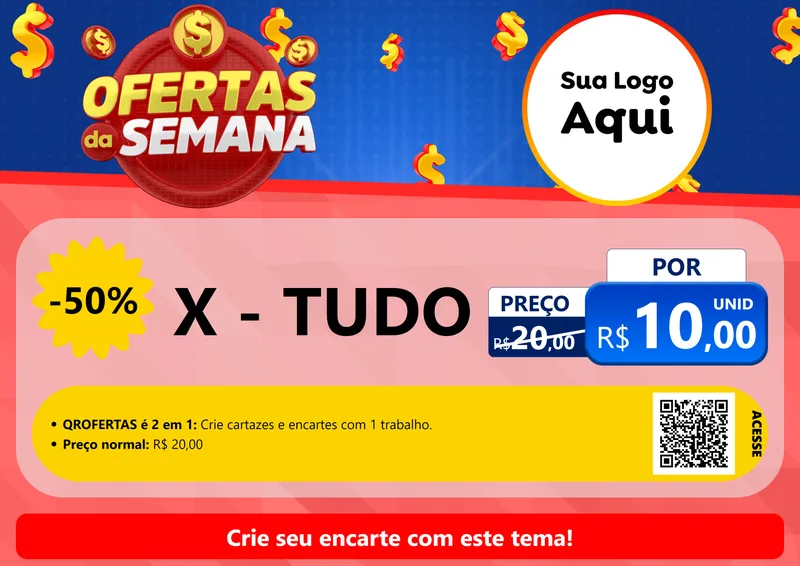 Modelo de Cartaz para Cartaz A4 Horizontal com o tema Ofertas Da Semana para Hamburgueria