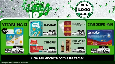Modelo de TV para TV Horizontal com o tema Promoção de Aniversário - 10 Anos para Farmácia