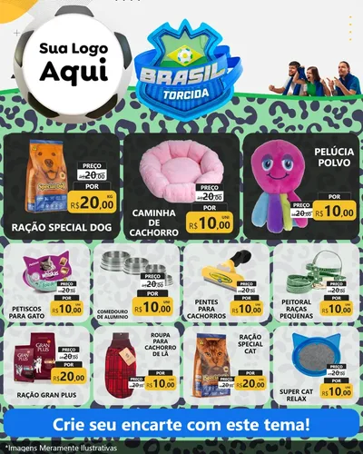 Modelo de Rede Social para Feed Instagram com o tema Brasil Torcida - Copa para Pet Shop