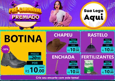Modelo de Encarte para Encarte A4 Horizontal com o tema Pré-Carnaval Premiado para Agropecuária