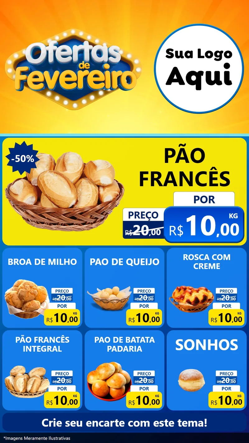Modelo de Rede Social para Stories com o tema Ofertas de Fevereiro para Padaria