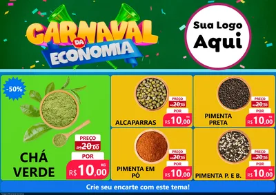 Modelo de Encarte para Encarte A4 Horizontal com o tema Carnaval da Economia para Produtos Naturais