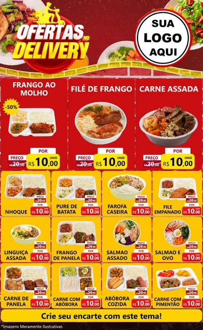 Modelo de Encarte para Encarte Grande com o tema Ofertas no Delivery para Restaurante