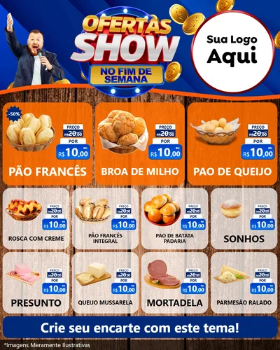 Modelo de Rede Social para Feed Instagram com o tema Ofertas Show No Fim De Semana para Padaria