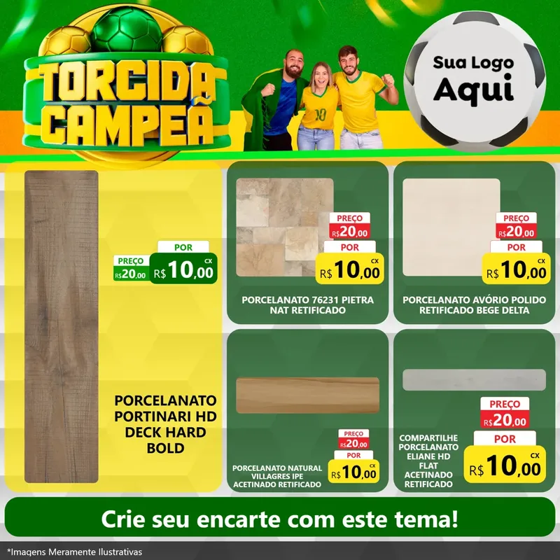 Modelo de Rede Social para Feed Facebook com o tema Torcida Campeã - Copa para Pisos e revestimentos