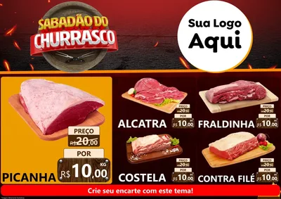 Modelo de Encarte para Encarte A4 Horizontal com o tema Sabadão Do Churrasco para Açougue
