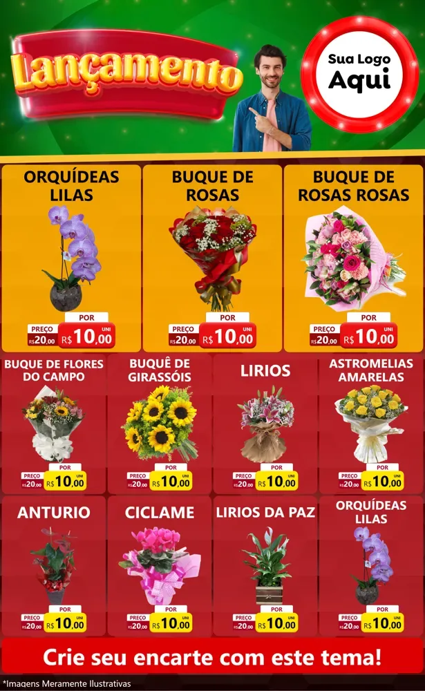Modelo de Encarte para Encarte Grande com o tema Lançamento para Floricultura e jardim