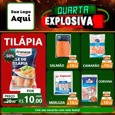 Modelo de Rede Social para Feed Facebook com o tema Quarta Explosiva para Peixaria