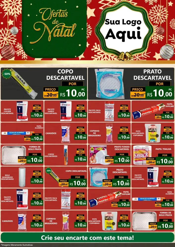 Modelo de Encarte para Encarte A4 Vertical com o tema Natal de Ofertas para Embalagens