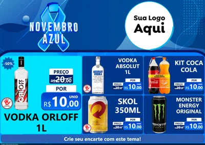 Modelo de Encarte para Encarte A4 Horizontal com o tema Novembro Azul para Distribuidora de bebidas