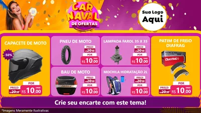 Modelo de TV para TV Horizontal com o tema Carnaval de Ofertas para Moto peças