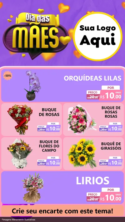 Modelo de TV para TV Vertical com o tema Dia das Mães para Floricultura e jardim
