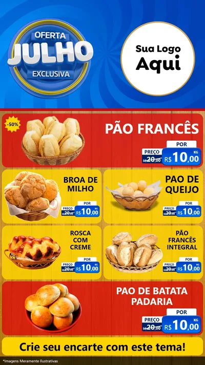 Modelo de TV para TV Vertical com o tema Oferta Exclusiva, Julho para Padaria