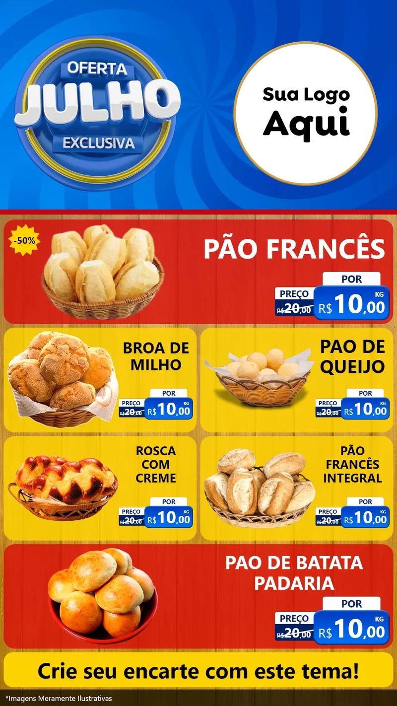 Modelo de TV para TV Vertical com o tema Oferta Exclusiva, Julho para Padaria
