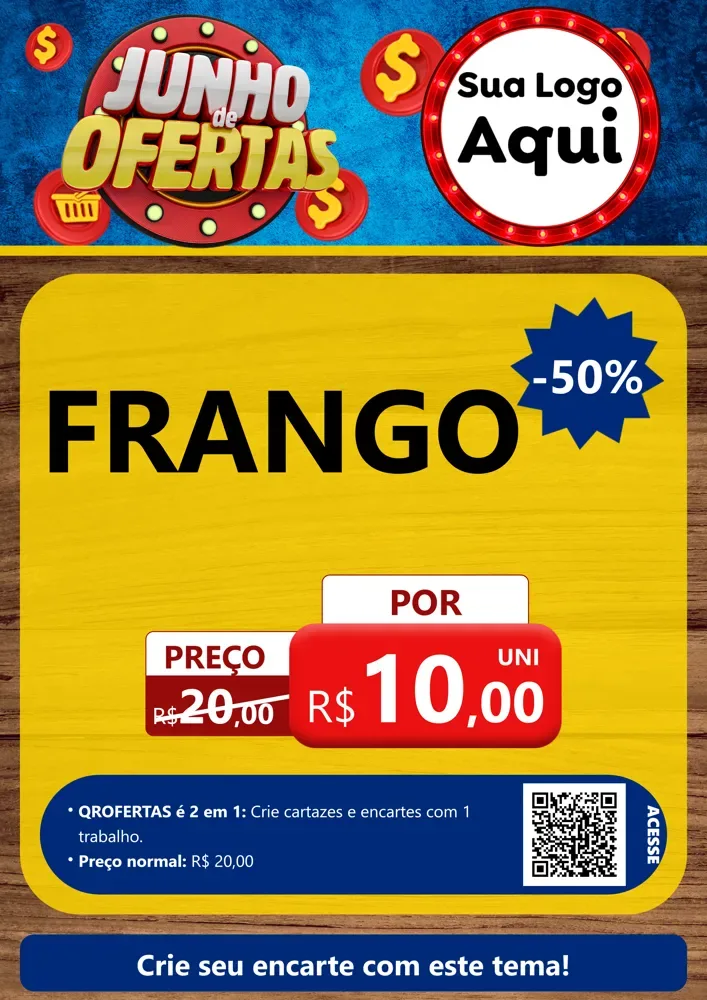 Modelo de Cartaz para Cartaz A4 Vertical com o tema Junho de Ofertas para Assados