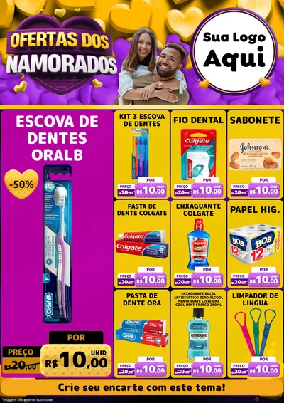 Modelo de Encarte para Encarte A4 Vertical com o tema Oferta Dos Namorados para Higiene Pessoal