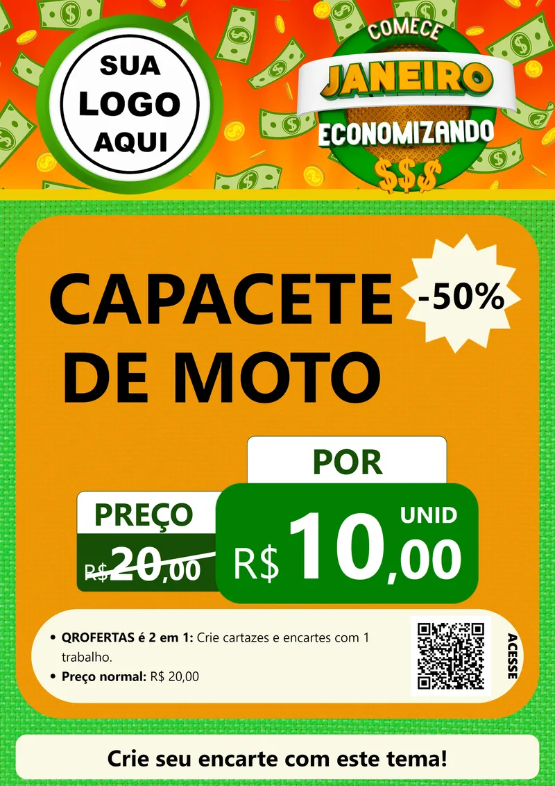 Modelo de Cartaz para Cartaz A4 Vertical com o tema Comece Janeiro Economizando para Moto peças