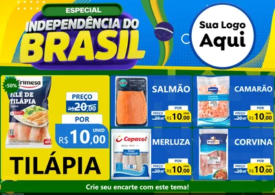 Modelo de Encarte para Encarte A4 Horizontal com o tema Especial Independência do Brasil para Peixaria