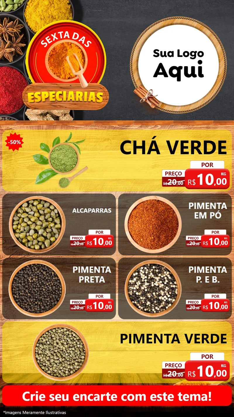 Modelo de TV para TV Vertical com o tema Sexta das Especiarias para Produtos Naturais