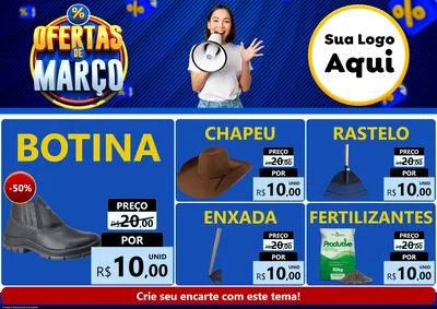 Modelo de Encarte para Encarte A4 Horizontal com o tema Ofertas de Março para Agropecuária