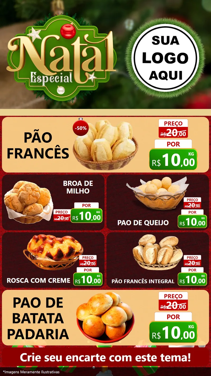 Modelo de TV para TV Vertical com o tema Natal Especial para Padaria