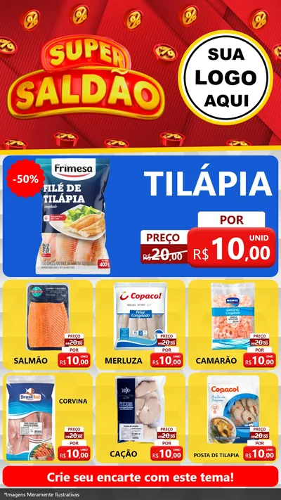 Modelo de Rede Social para Stories com o tema Super Saldão para Peixaria
