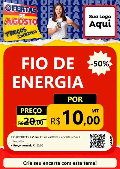 Modelo de Cartaz para Cartaz A4 Vertical com o tema Ofertas de Agosto - Preços Incríveis para Materiais Elétricos
