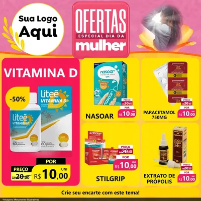Modelo de Rede Social para Feed Facebook com o tema Ofertas - Especial Dia Das Mulheres para Farmácia