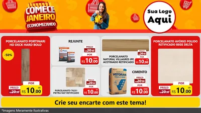 Modelo de TV para TV Horizontal com o tema Comece Janeiro Economizando para Pisos e revestimentos