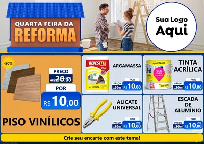 Modelo de Encarte para Encarte A4 Horizontal com o tema Quarta-feira da Reforma para Material para Construção