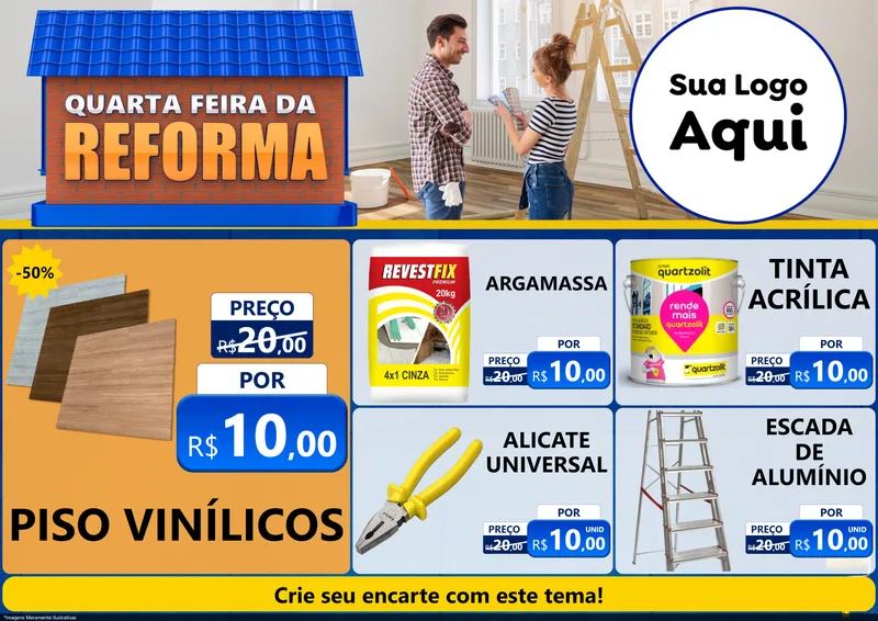 Modelo de Encarte para Encarte A4 Horizontal com o tema Quarta-feira da Reforma para Material para Construção