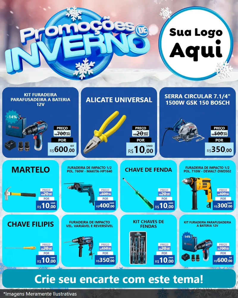 Modelo de Rede Social para Feed Instagram com o tema Promoções de Inverno para Maquinas e Ferramentas