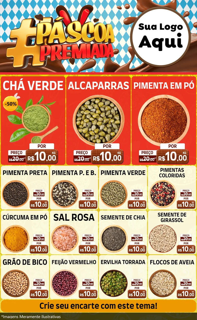 Modelo de Encarte para Encarte Grande com o tema Páscoa Premiada para Produtos Naturais