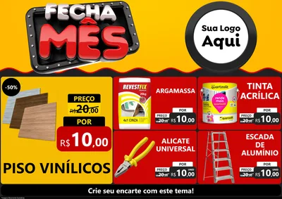 Modelo de Encarte para Encarte A4 Horizontal com o tema Fecha Mês para Material para Construção