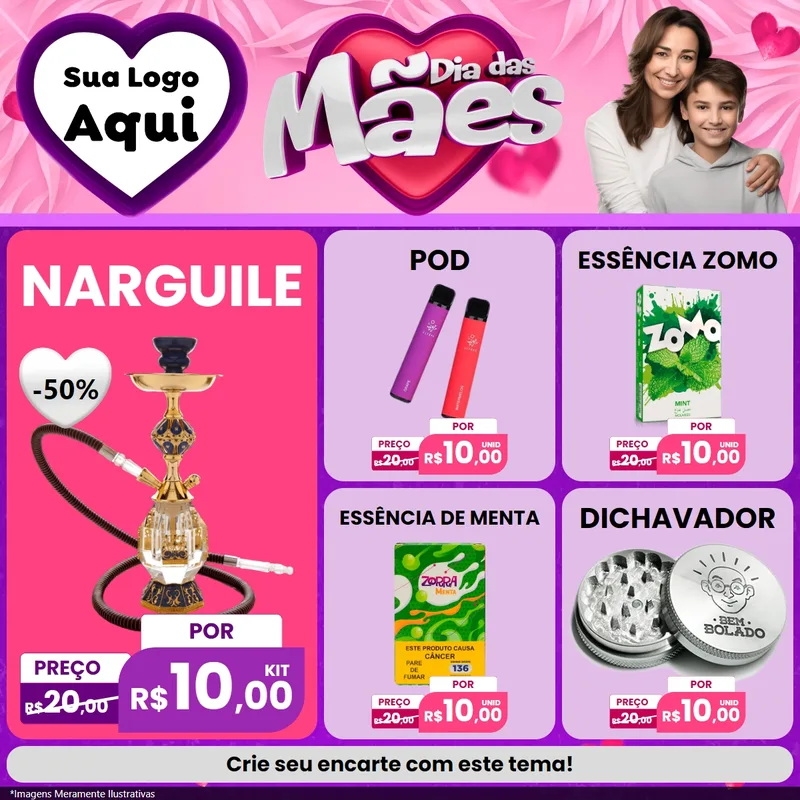 Modelo de Rede Social para Feed Facebook com o tema Dia das Mães para Tabacaria