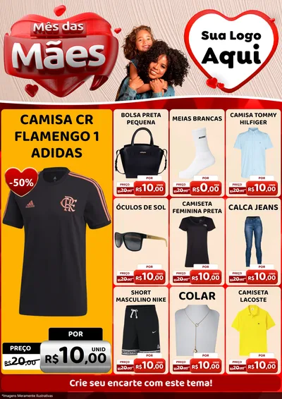 Modelo de Encarte para Encarte A4 Vertical com o tema Mês das Mães para Roupas e acessórios