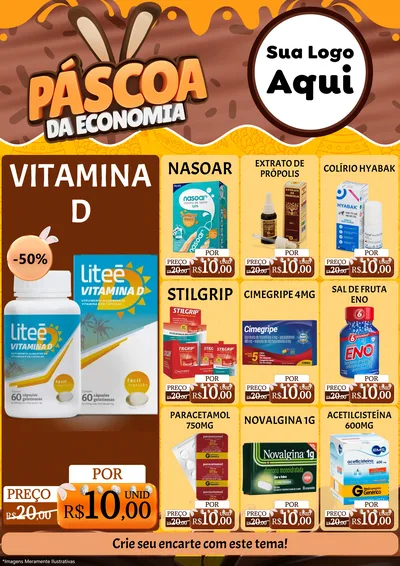 Modelo de Encarte para Encarte A4 Vertical com o tema Páscoa da Economia para Farmácia