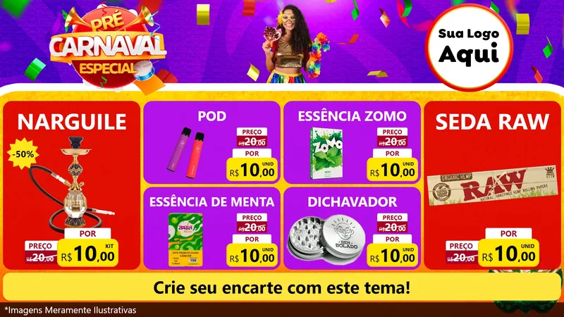 Modelo de TV para TV Horizontal com o tema Pré-Carnaval Especial para Tabacaria