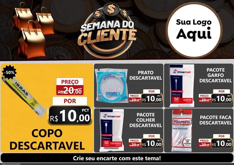 Modelo de Encarte para Encarte A4 Horizontal com o tema Semana do Cliente para Embalagens