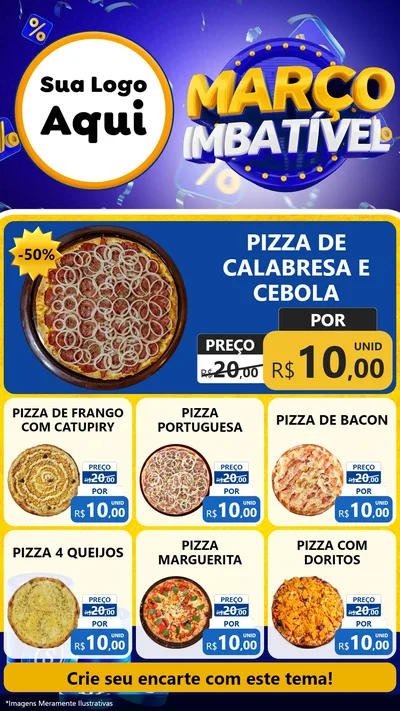 Modelo de Rede Social para Stories com o tema Março Imbatível para Pizzaria