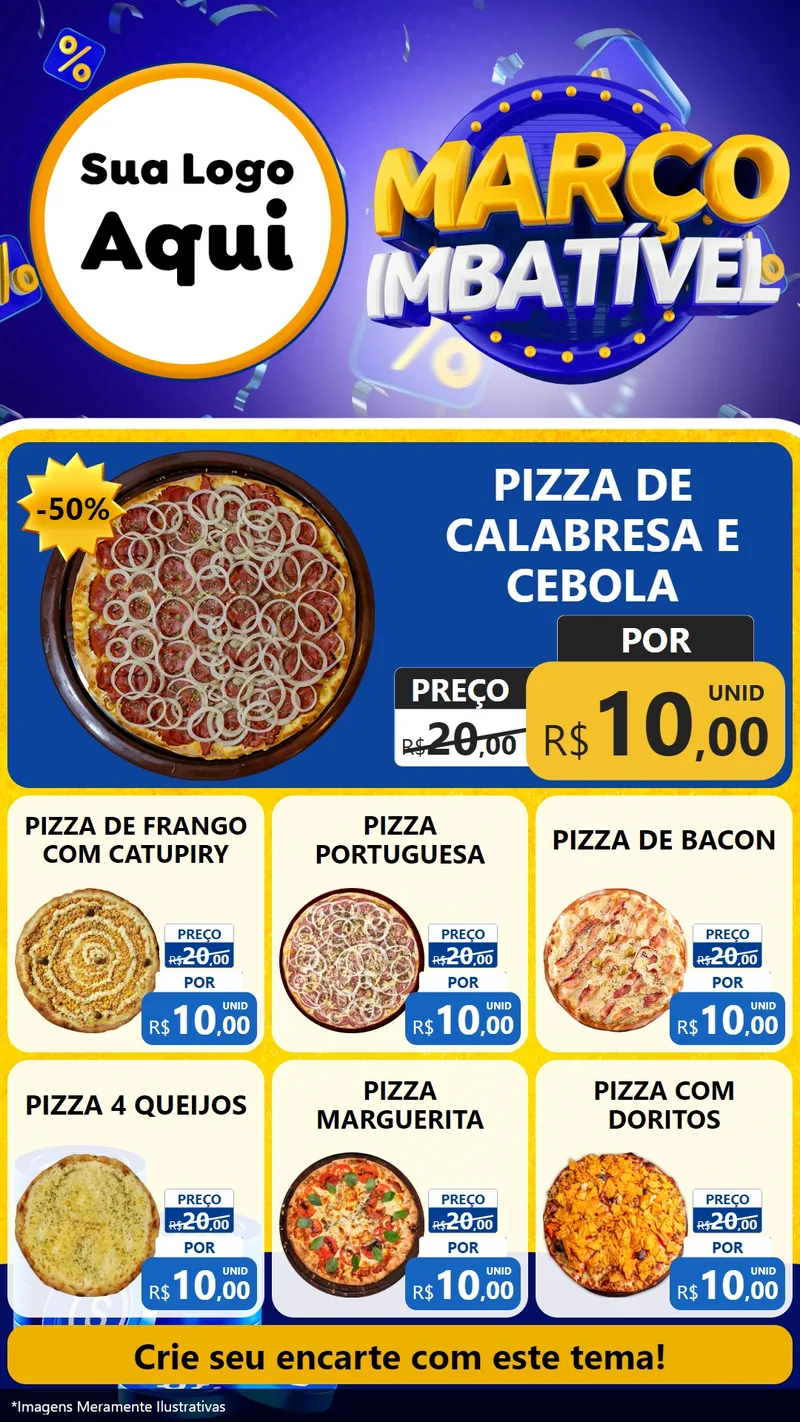 Modelo de Rede Social para Stories com o tema Março Imbatível para Pizzaria