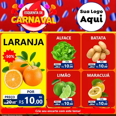 Modelo de Rede Social para Feed Facebook com o tema Esquenta de Carnaval para Hortifrúti
