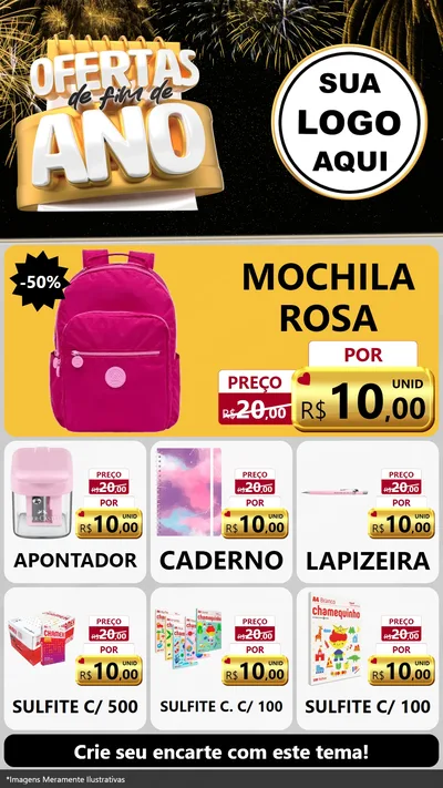 Modelo de Rede Social para Stories com o tema Ofertas de Fim de Ano para Papelaria