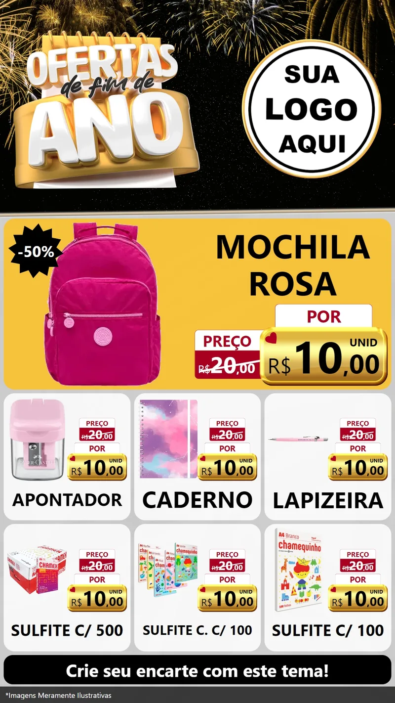 Modelo de Rede Social para Stories com o tema Ofertas de Fim de Ano para Papelaria