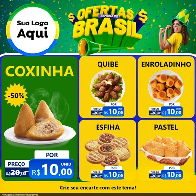 Modelo de Rede Social para Feed Facebook com o tema Ofertas Semana do Brasil para Salgadaria